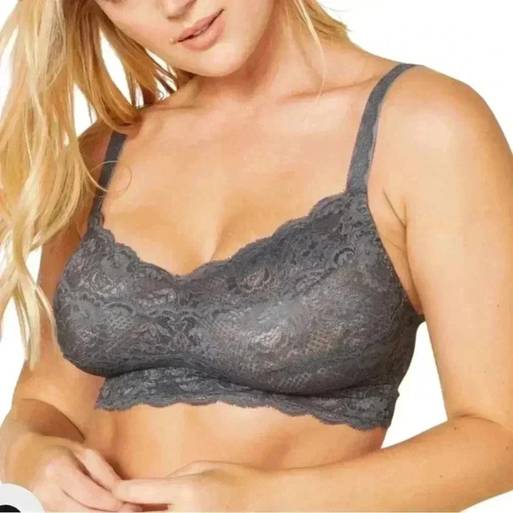 Cosabella Never Say Never Curvy Sweetie Lace Bralette Gray XS NEP1310 NWT - Picture 1 of 5